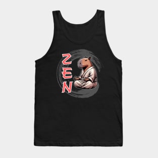 Capybara Zen Master / Funny Cute Animal / Enso Zazen Buddhist Meditation Monk / Buddhism / Humor Tank Top